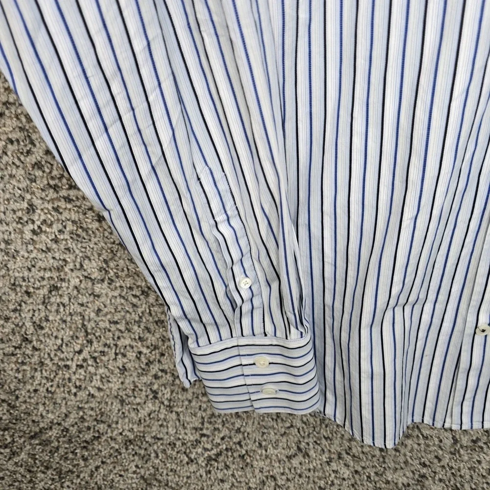 Banana Republic Dress Shirt Mens‎ 16-16.5 Large Blue Striped Button Up Cotton